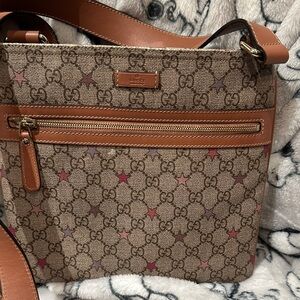 Gucci Beige and Brown Star Pattern Crossbody Bag